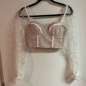 White Crop Top - Hello Molly Size Small